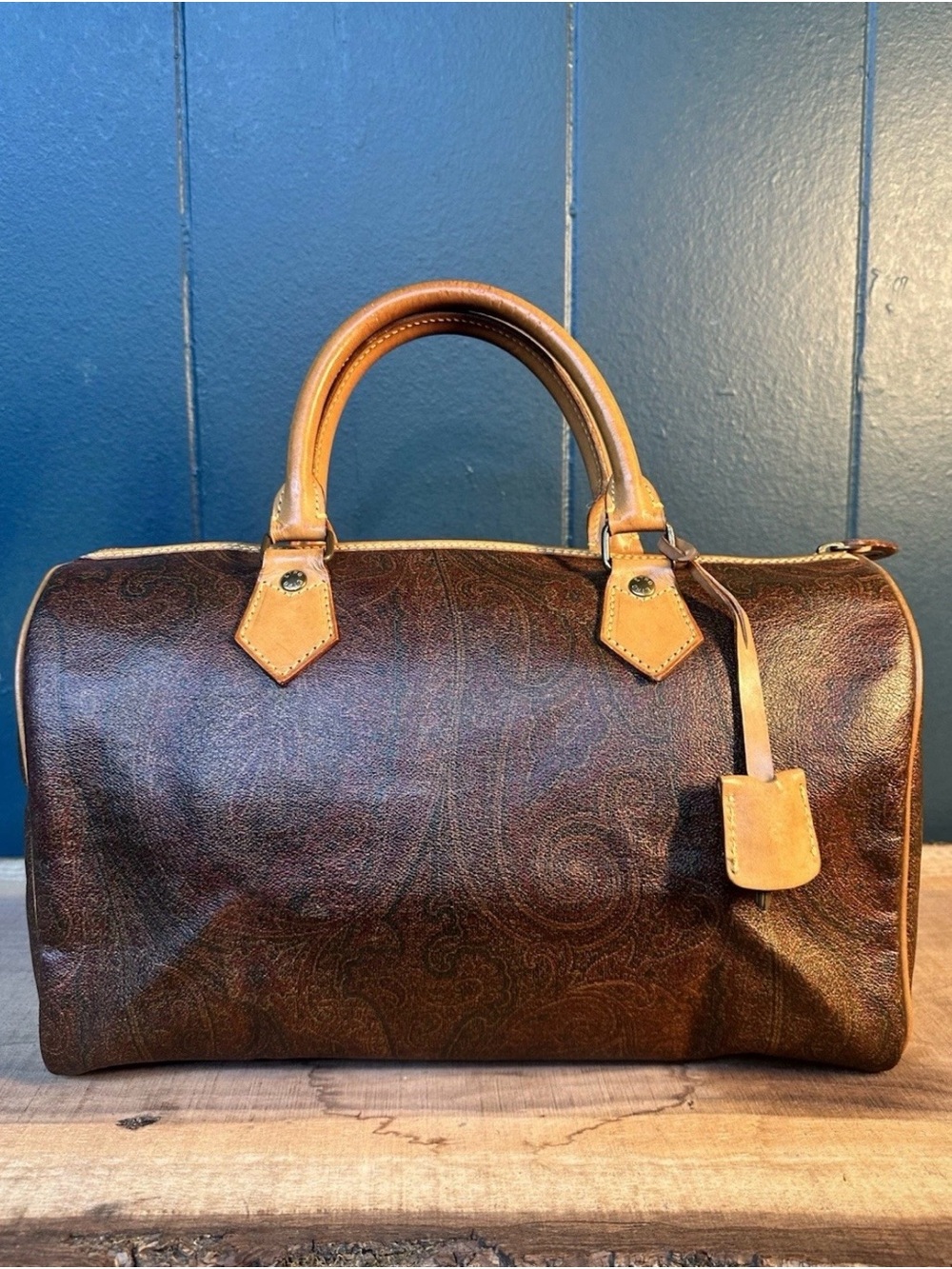 Vintage Etro Paisley Boston Speedy Handbag Lock Key Made Italy